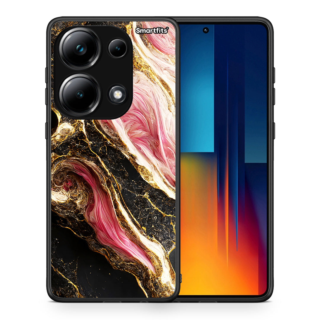 Θήκη Xiaomi Poco M6 Pro Glamorous Pink Marble από τη Smartfits με σχέδιο στο πίσω μέρος και μαύρο περίβλημα | Xiaomi Poco M6 Pro Glamorous Pink Marble case with colorful back and black bezels