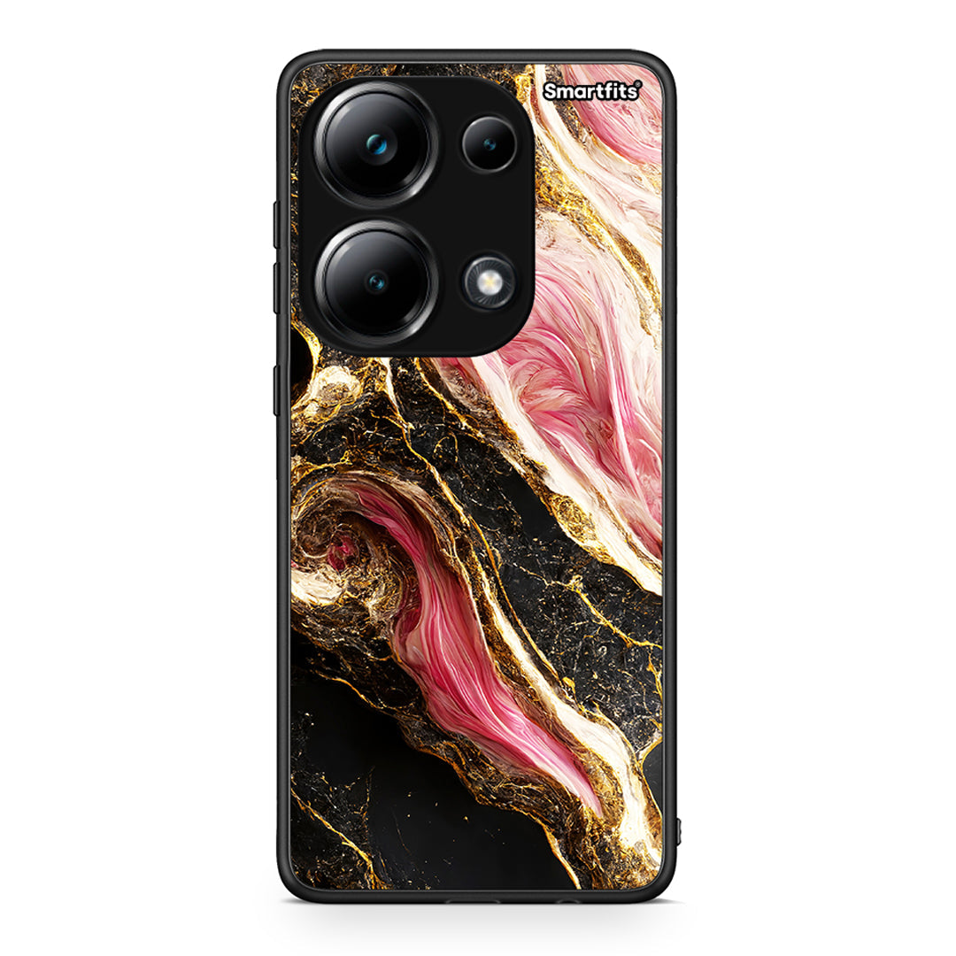 Xiaomi Poco M6 Pro Glamorous Pink Marble θήκη από τη Smartfits με σχέδιο στο πίσω μέρος και μαύρο περίβλημα | Smartphone case with colorful back and black bezels by Smartfits