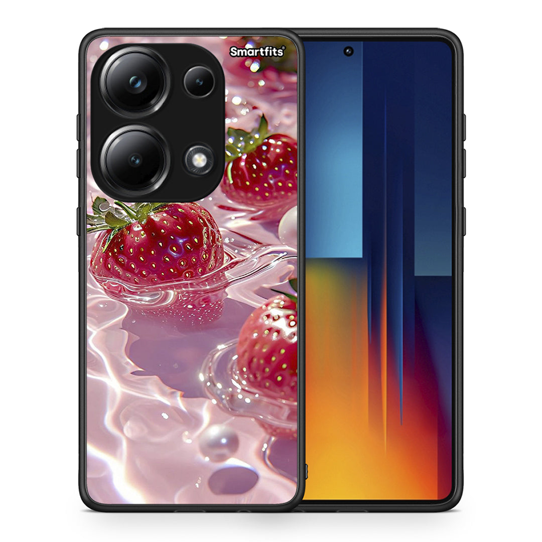 Θήκη Xiaomi Poco M6 Pro Juicy Strawberries από τη Smartfits με σχέδιο στο πίσω μέρος και μαύρο περίβλημα | Xiaomi Poco M6 Pro Juicy Strawberries case with colorful back and black bezels