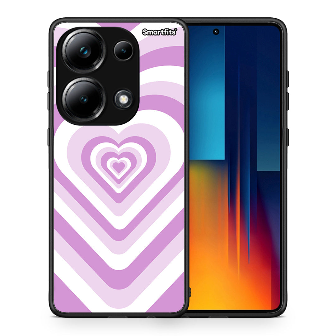 Θήκη Xiaomi Poco M6 Pro Lilac Hearts από τη Smartfits με σχέδιο στο πίσω μέρος και μαύρο περίβλημα | Xiaomi Poco M6 Pro Lilac Hearts case with colorful back and black bezels