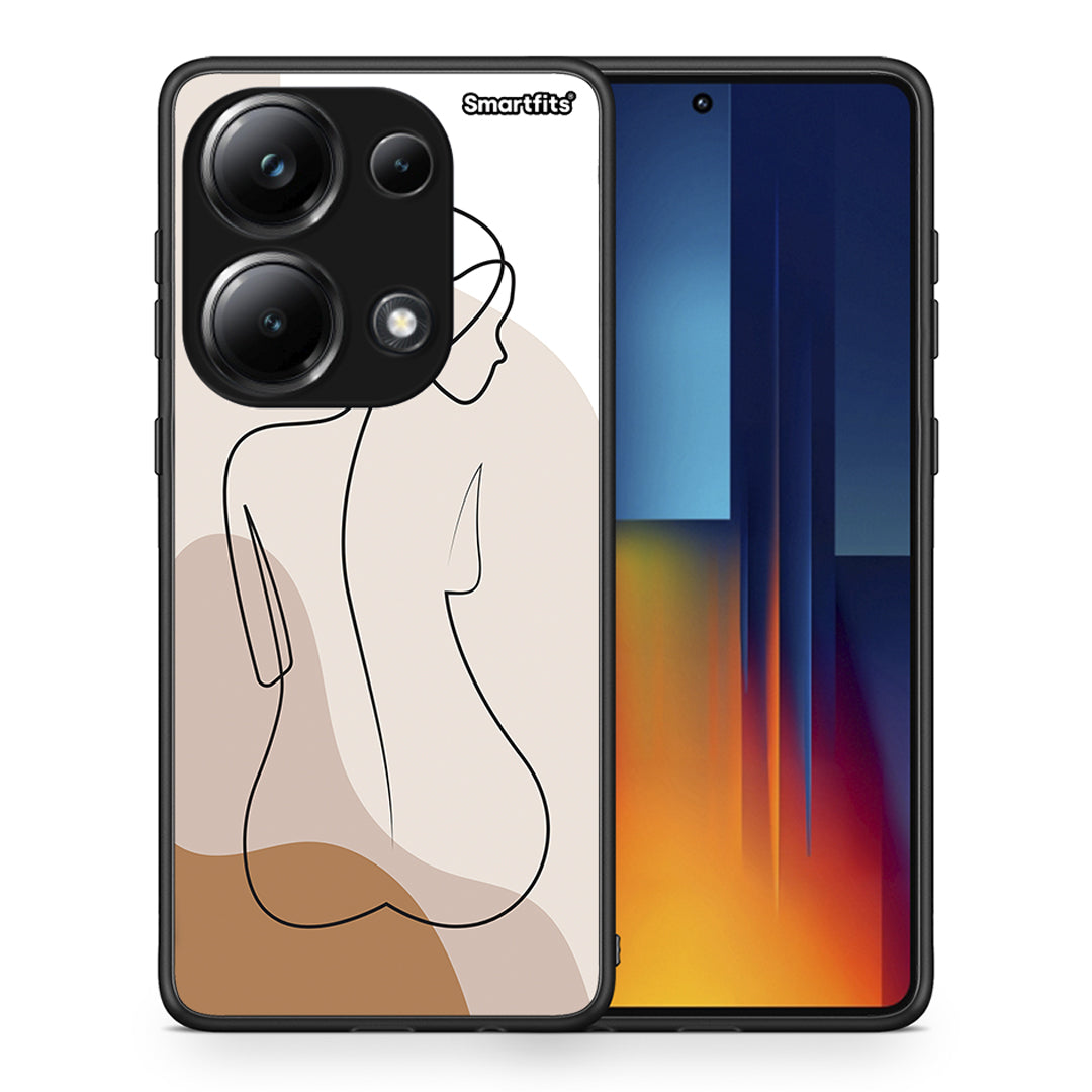 Θήκη Xiaomi Poco M6 Pro LineArt Woman από τη Smartfits με σχέδιο στο πίσω μέρος και μαύρο περίβλημα | Xiaomi Poco M6 Pro LineArt Woman case with colorful back and black bezels