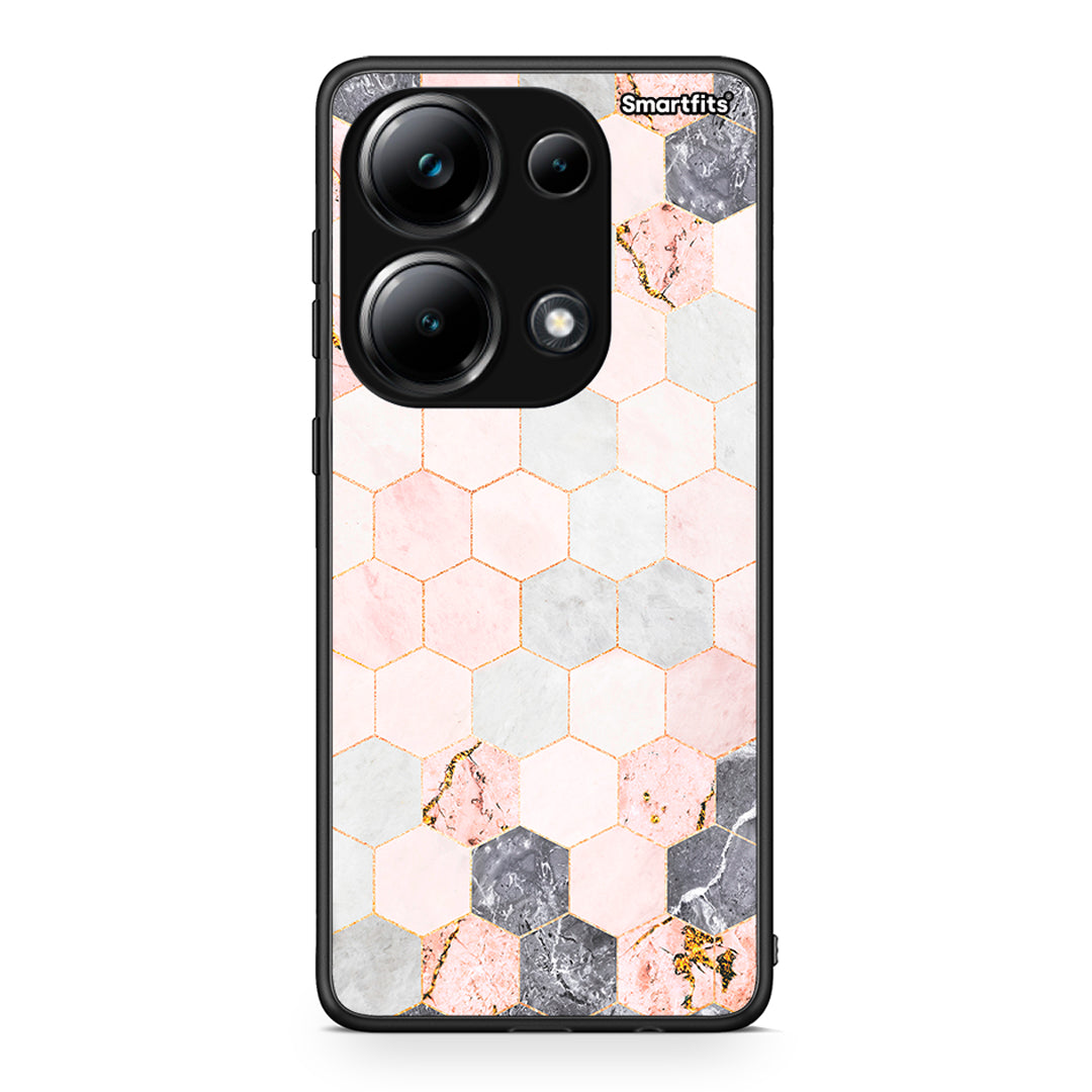 4 - Xiaomi Redmi Note 13 Pro 4G Hexagon Pink Marble case, cover, bumper
