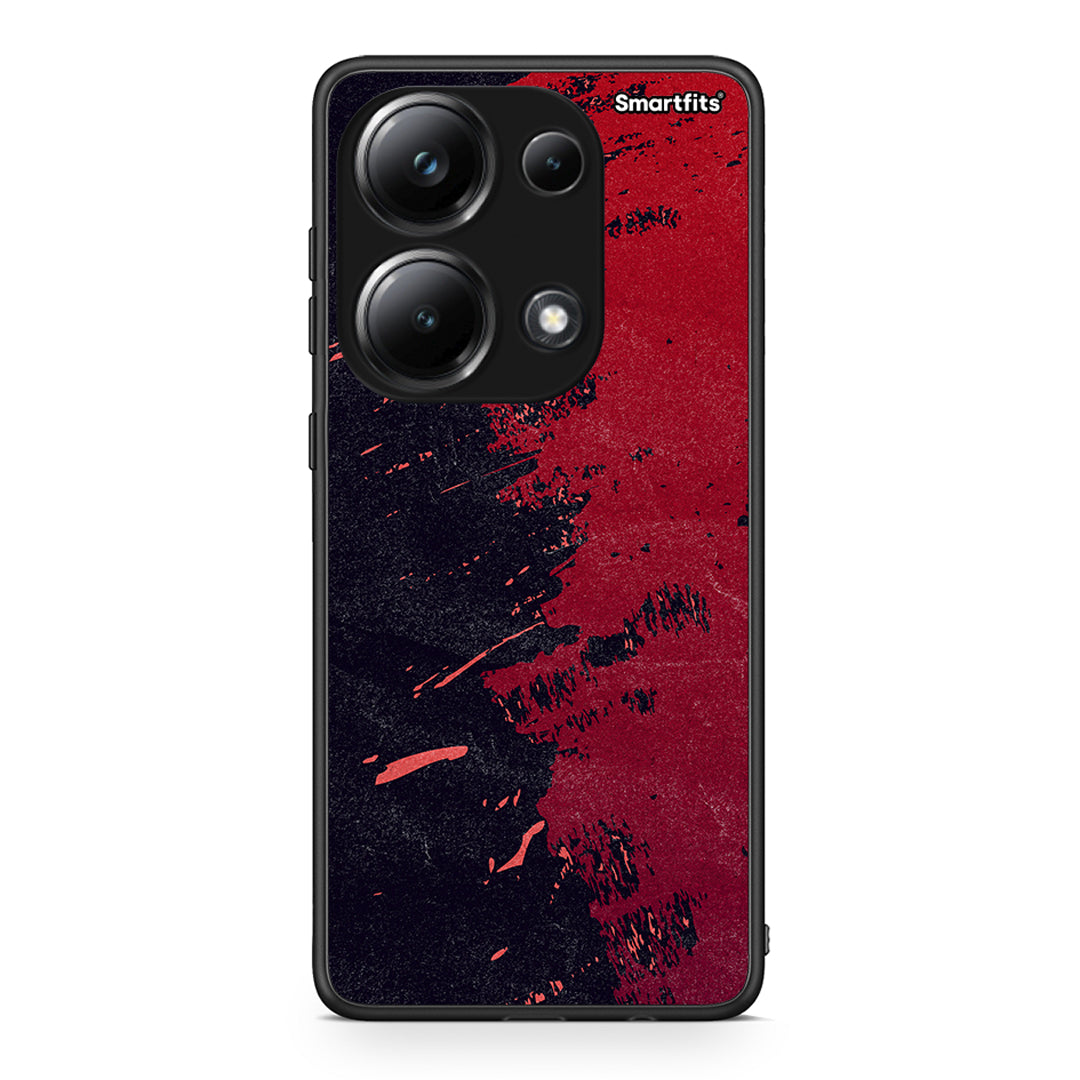 Xiaomi Poco M6 Pro Red Paint Θήκη Αγίου Βαλεντίνου από τη Smartfits με σχέδιο στο πίσω μέρος και μαύρο περίβλημα | Smartphone case with colorful back and black bezels by Smartfits