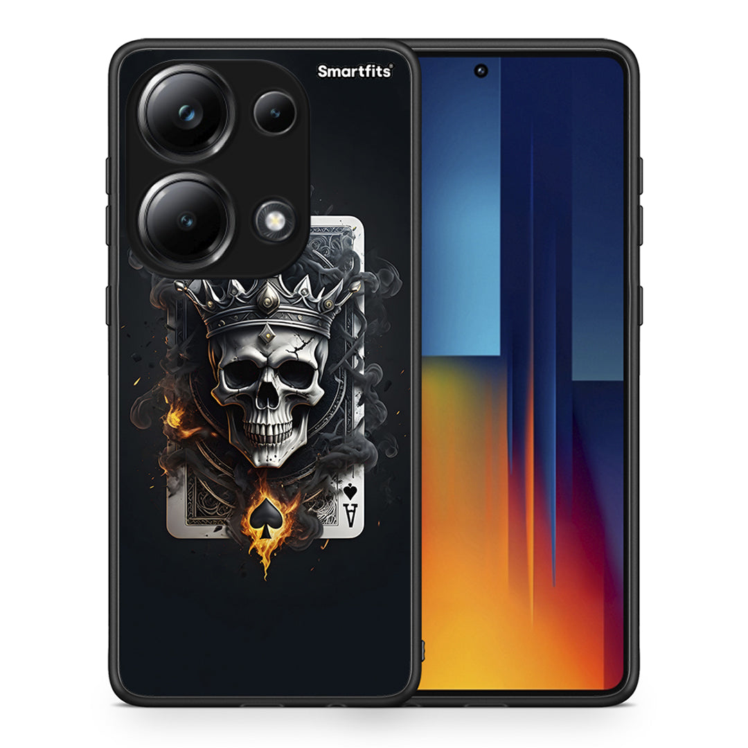 Θήκη Xiaomi Redmi Note 13 Pro 4G Skull King Ace από τη Smartfits με σχέδιο στο πίσω μέρος και μαύρο περίβλημα | Xiaomi Redmi Note 13 Pro 4G Skull King Ace case with colorful back and black bezels