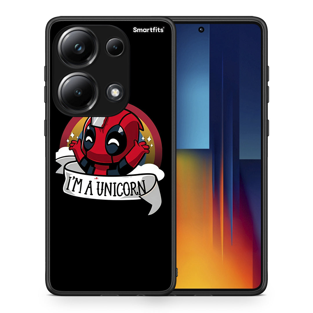 Θήκη Xiaomi Redmi Note 13 Pro 4G Unicorn Deadpool από τη Smartfits με σχέδιο στο πίσω μέρος και μαύρο περίβλημα | Xiaomi Redmi Note 13 Pro 4G Unicorn Deadpool case with colorful back and black bezels