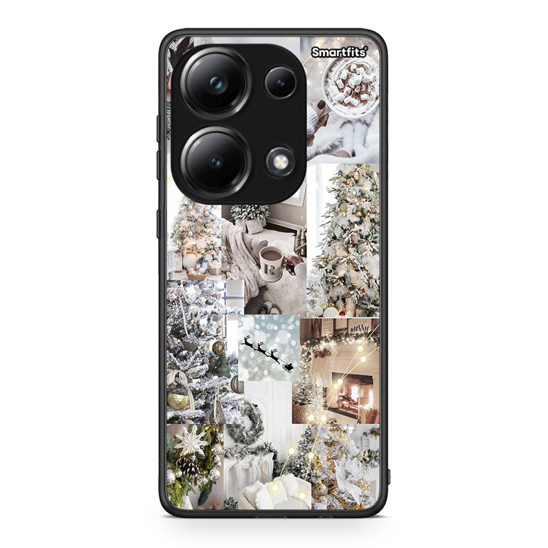 Xiaomi Poco M6 Pro White Christmas θήκη από τη Smartfits με σχέδιο στο πίσω μέρος και μαύρο περίβλημα | Smartphone case with colorful back and black bezels by Smartfits