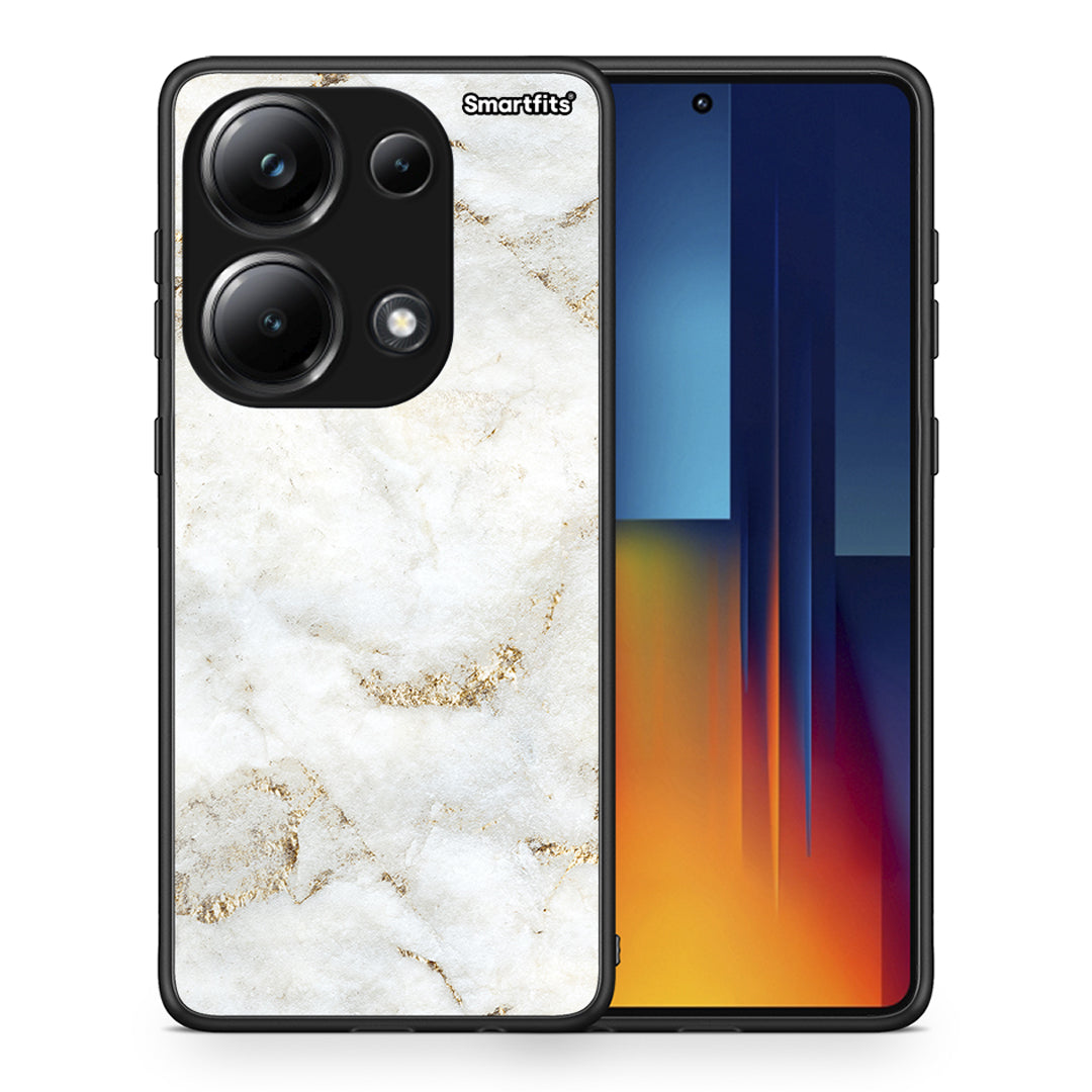 Θήκη Xiaomi Poco M6 Pro White Gold Marble από τη Smartfits με σχέδιο στο πίσω μέρος και μαύρο περίβλημα | Xiaomi Poco M6 Pro White Gold Marble case with colorful back and black bezels