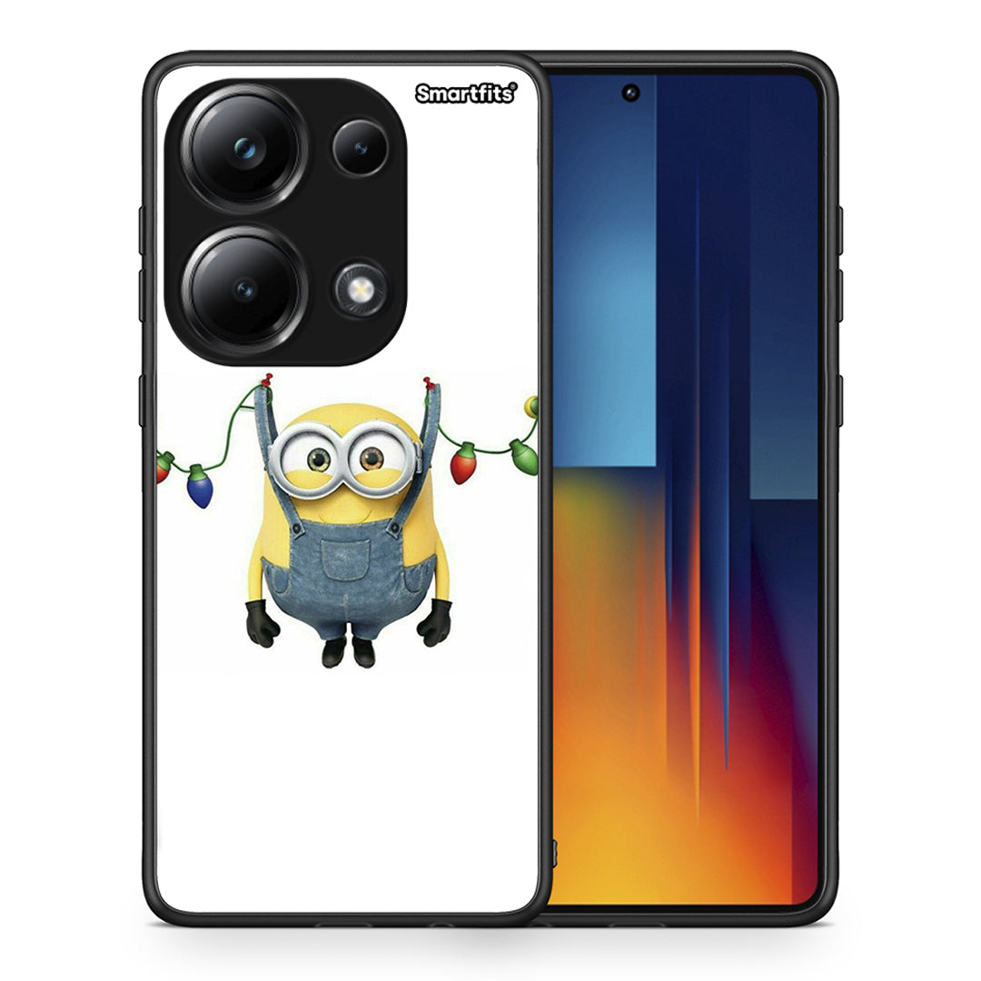 Θήκη Xiaomi Poco M6 Pro Xmas Minion Lights από τη Smartfits με σχέδιο στο πίσω μέρος και μαύρο περίβλημα | Xiaomi Poco M6 Pro Xmas Minion Lights case with colorful back and black bezels