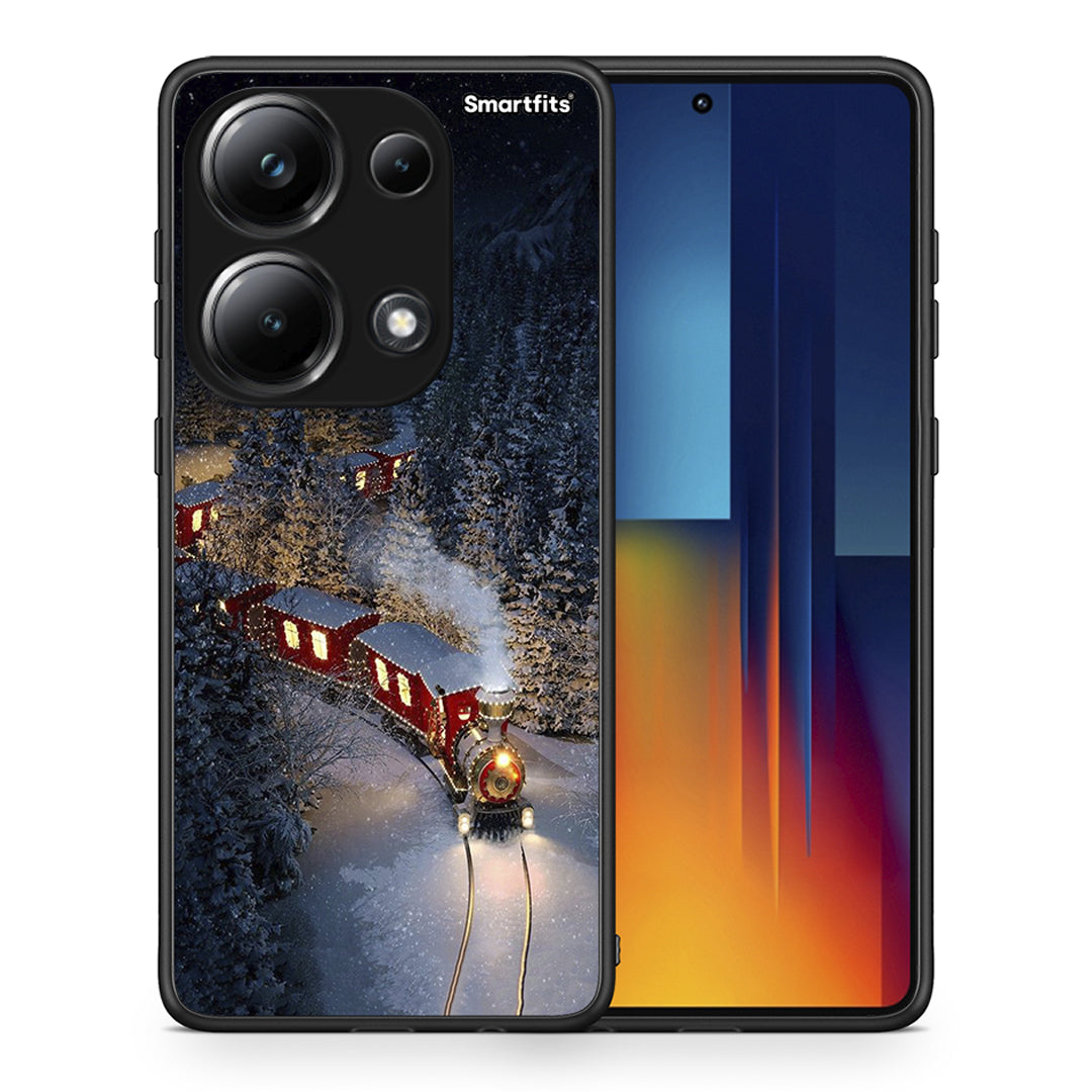 Θήκη Xiaomi Poco M6 Pro Xmas Train από τη Smartfits με σχέδιο στο πίσω μέρος και μαύρο περίβλημα | Xiaomi Poco M6 Pro Xmas Train case with colorful back and black bezels