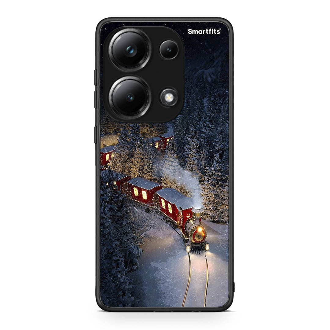 Xiaomi Poco M6 Pro Xmas Train θήκη από τη Smartfits με σχέδιο στο πίσω μέρος και μαύρο περίβλημα | Smartphone case with colorful back and black bezels by Smartfits