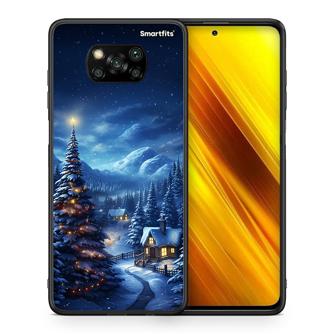 Θήκη Xiaomi Poco X3 Christmas Scenery από τη Smartfits με σχέδιο στο πίσω μέρος και μαύρο περίβλημα | Xiaomi Poco X3 Christmas Scenery case with colorful back and black bezels