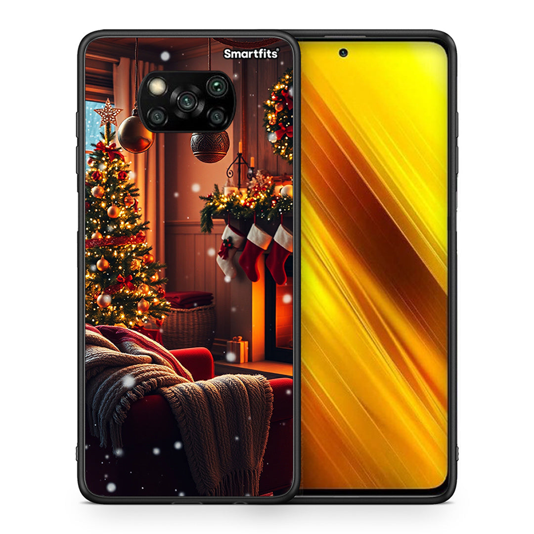 Θήκη Xiaomi Poco X3 Home For Christmas από τη Smartfits με σχέδιο στο πίσω μέρος και μαύρο περίβλημα | Xiaomi Poco X3 Home For Christmas case with colorful back and black bezels