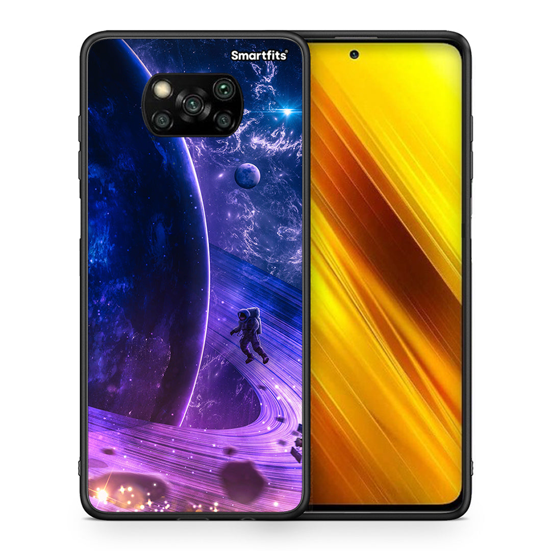 Θήκη Xiaomi Poco X3 Lost Astronaut από τη Smartfits με σχέδιο στο πίσω μέρος και μαύρο περίβλημα | Xiaomi Poco X3 Lost Astronaut case with colorful back and black bezels