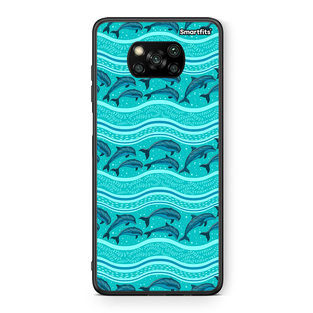 Θήκη Xiaomi Poco X3 Swimming Dolphins από τη Smartfits με σχέδιο στο πίσω μέρος και μαύρο περίβλημα | Xiaomi Poco X3 Swimming Dolphins case with colorful back and black bezels