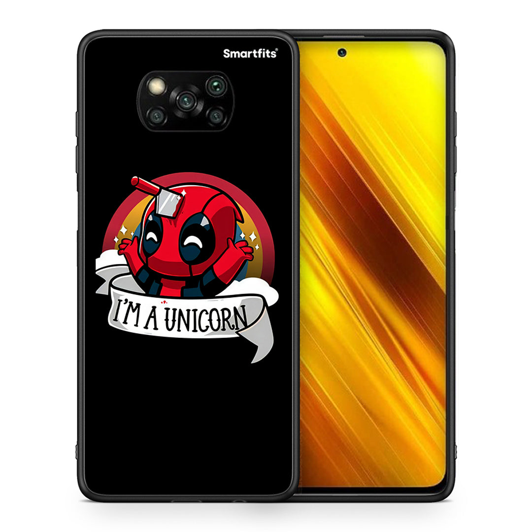 Θήκη Xiaomi Poco X3 Unicorn Deadpool από τη Smartfits με σχέδιο στο πίσω μέρος και μαύρο περίβλημα | Xiaomi Poco X3 Unicorn Deadpool case with colorful back and black bezels