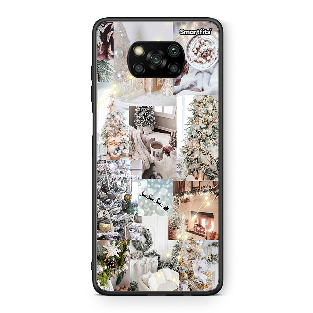 Θήκη Xiaomi Poco X3 White Christmas από τη Smartfits με σχέδιο στο πίσω μέρος και μαύρο περίβλημα | Xiaomi Poco X3 White Christmas case with colorful back and black bezels