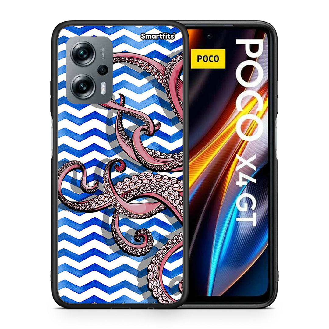 Θήκη Xiaomi Poco X4 GT Chevron Devilfish από τη Smartfits με σχέδιο στο πίσω μέρος και μαύρο περίβλημα | Xiaomi Poco X4 GT Chevron Devilfish case with colorful back and black bezels