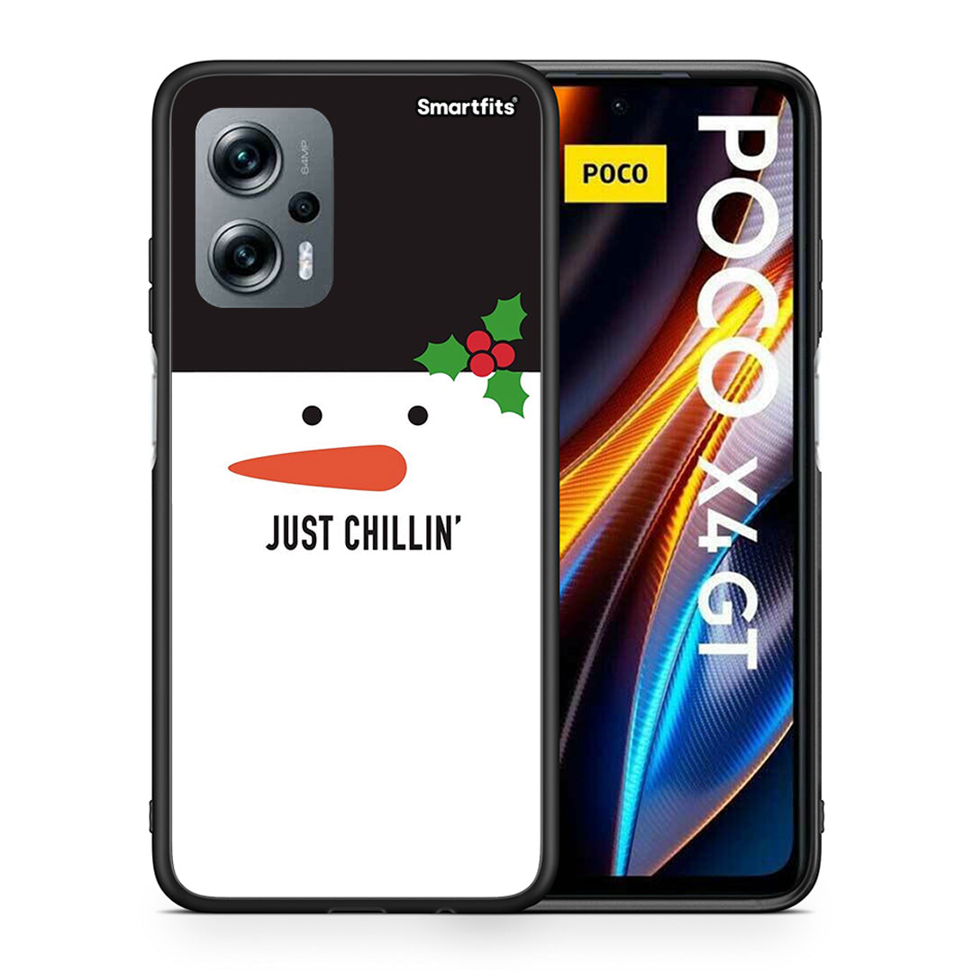 Θήκη Xiaomi Poco X4 GT Christmas Chillin από τη Smartfits με σχέδιο στο πίσω μέρος και μαύρο περίβλημα | Xiaomi Poco X4 GT Christmas Chillin case with colorful back and black bezels