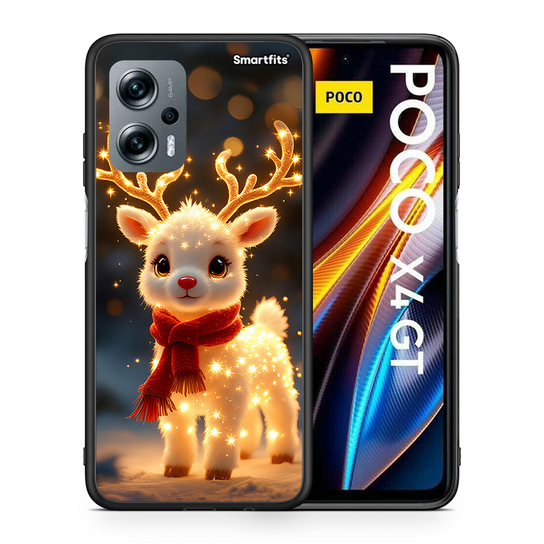 Θήκη Xiaomi Poco X4 GT Christmas Cutie από τη Smartfits με σχέδιο στο πίσω μέρος και μαύρο περίβλημα | Xiaomi Poco X4 GT Christmas Cutie case with colorful back and black bezels