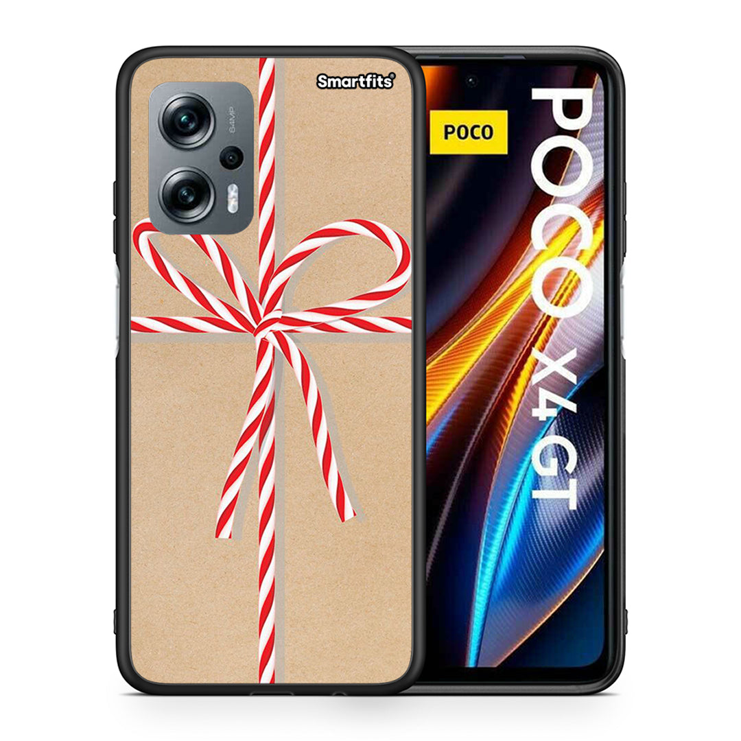 Θήκη Xiaomi Poco X4 GT Christmas Gift από τη Smartfits με σχέδιο στο πίσω μέρος και μαύρο περίβλημα | Xiaomi Poco X4 GT Christmas Gift case with colorful back and black bezels