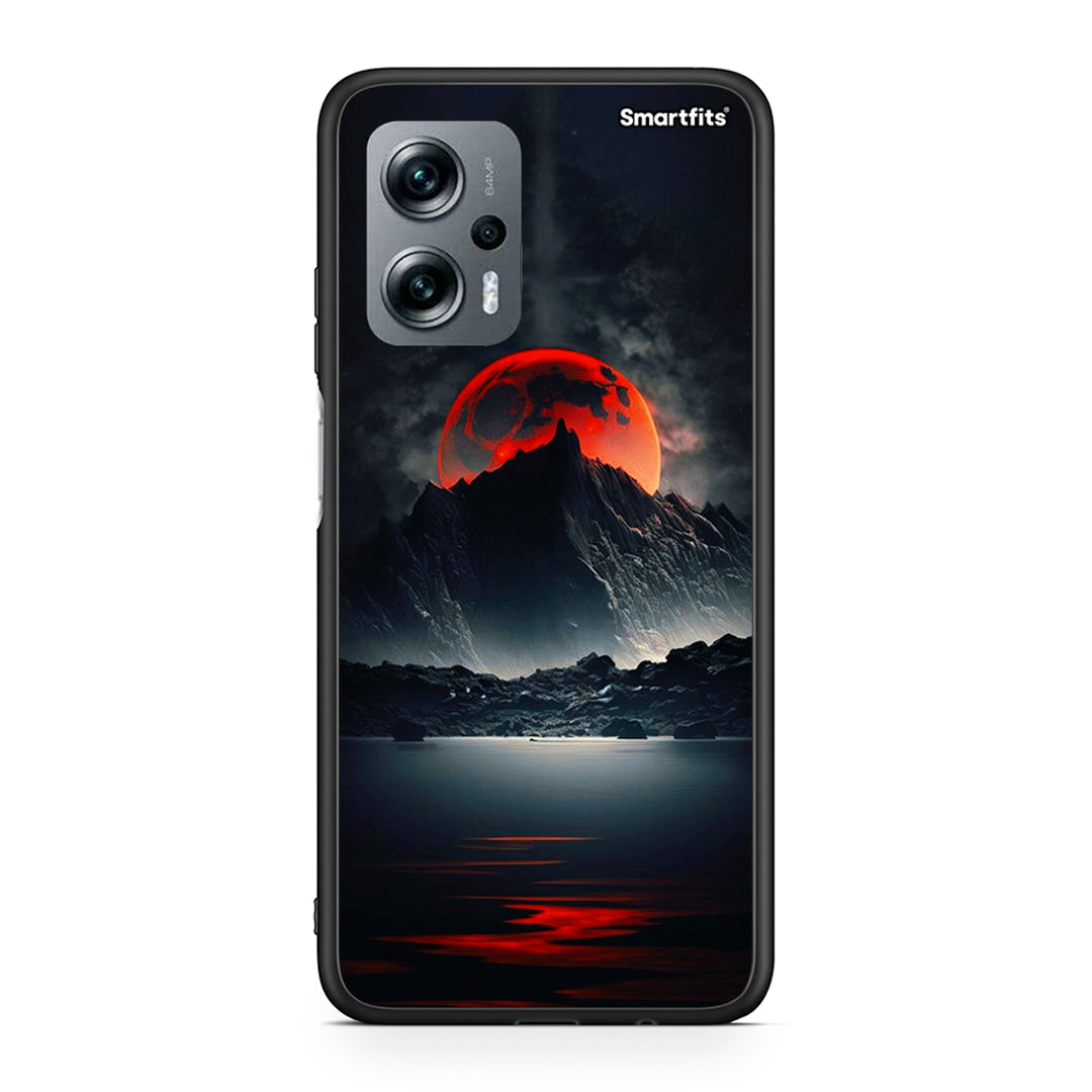 Xiaomi Poco X4 GT Red Full Moon θήκη από τη Smartfits με σχέδιο στο πίσω μέρος και μαύρο περίβλημα | Smartphone case with colorful back and black bezels by Smartfits