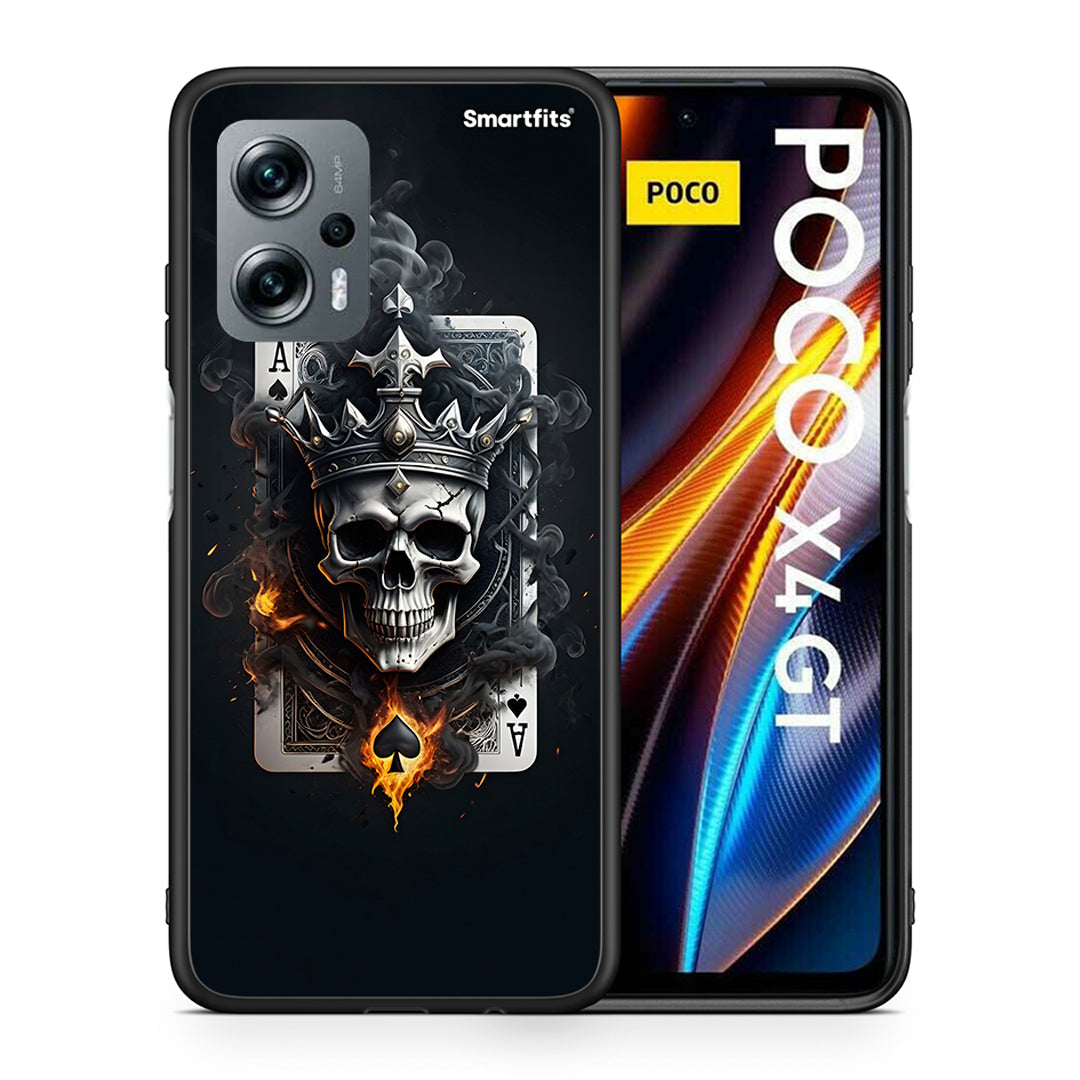 Θήκη Xiaomi Poco X4 GT Skull King Ace από τη Smartfits με σχέδιο στο πίσω μέρος και μαύρο περίβλημα | Xiaomi Poco X4 GT Skull King Ace case with colorful back and black bezels