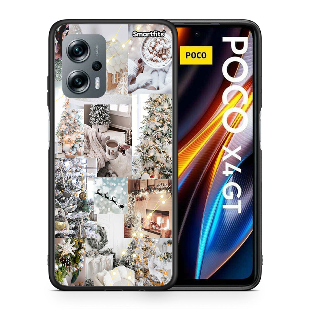 Θήκη Xiaomi Poco X4 GT White Christmas από τη Smartfits με σχέδιο στο πίσω μέρος και μαύρο περίβλημα | Xiaomi Poco X4 GT White Christmas case with colorful back and black bezels