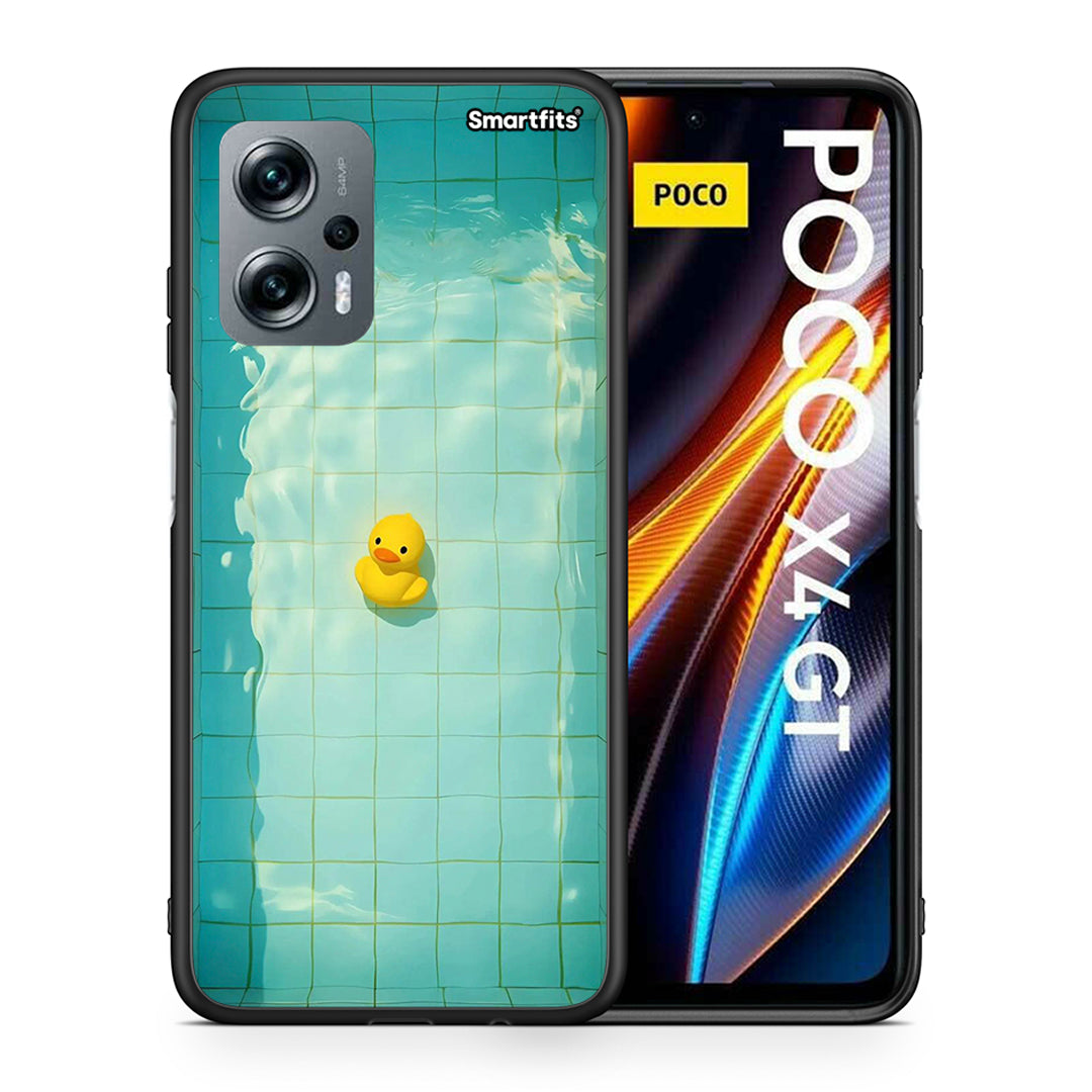 Θήκη Xiaomi Poco X4 GT Yellow Duck από τη Smartfits με σχέδιο στο πίσω μέρος και μαύρο περίβλημα | Xiaomi Poco X4 GT Yellow Duck case with colorful back and black bezels