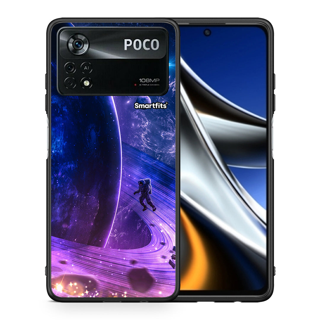 Θήκη Xiaomi Poco X4 Pro 5G Lost Astronaut από τη Smartfits με σχέδιο στο πίσω μέρος και μαύρο περίβλημα | Xiaomi Poco X4 Pro 5G Lost Astronaut case with colorful back and black bezels