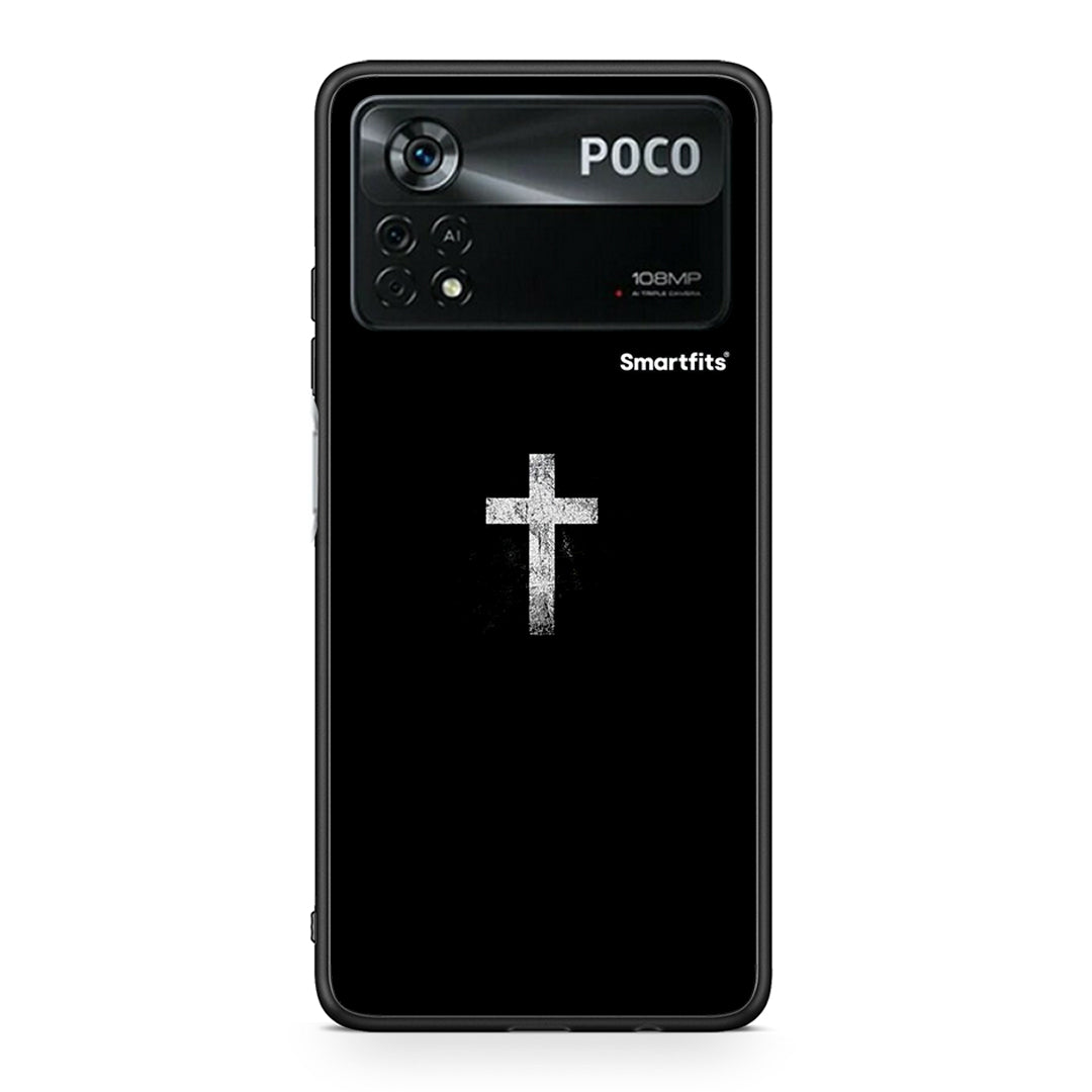 Xiaomi Poco X4 Pro 5G White Cross θήκη από τη Smartfits με σχέδιο στο πίσω μέρος και μαύρο περίβλημα | Smartphone case with colorful back and black bezels by Smartfits