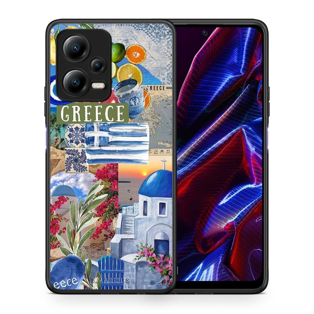 Θήκη Xiaomi Redmi Note 12 5G All Greek από τη Smartfits με σχέδιο στο πίσω μέρος και μαύρο περίβλημα | Xiaomi Redmi Note 12 5G All Greek Case with Colorful Back and Black Bezels