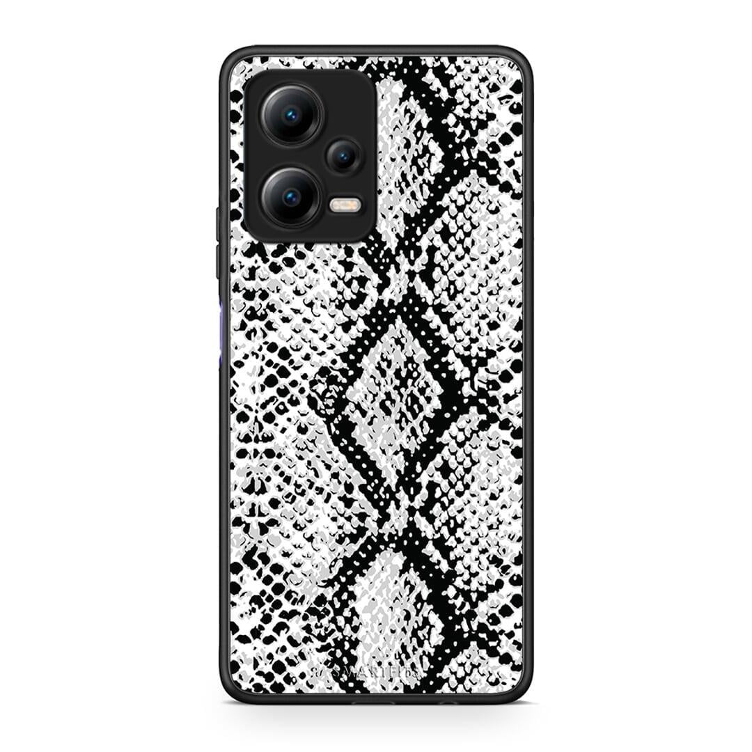 Θήκη Xiaomi Redmi Note 12 5G Animal White Snake από τη Smartfits με σχέδιο στο πίσω μέρος και μαύρο περίβλημα | Xiaomi Redmi Note 12 5G Animal White Snake Case with Colorful Back and Black Bezels