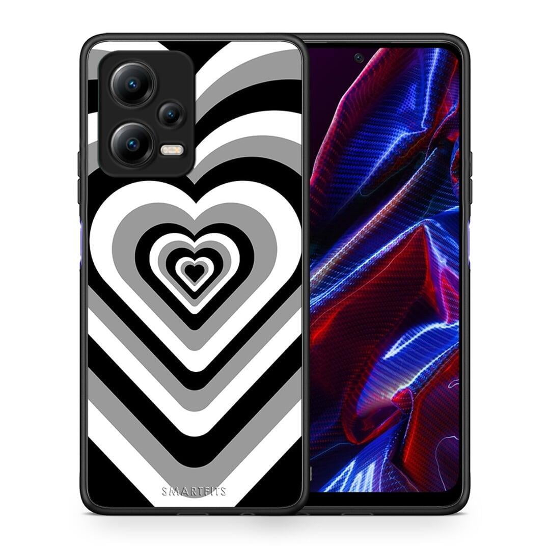 Θήκη Xiaomi Redmi Note 12 5G Black Hearts από τη Smartfits με σχέδιο στο πίσω μέρος και μαύρο περίβλημα | Xiaomi Redmi Note 12 5G Black Hearts Case with Colorful Back and Black Bezels