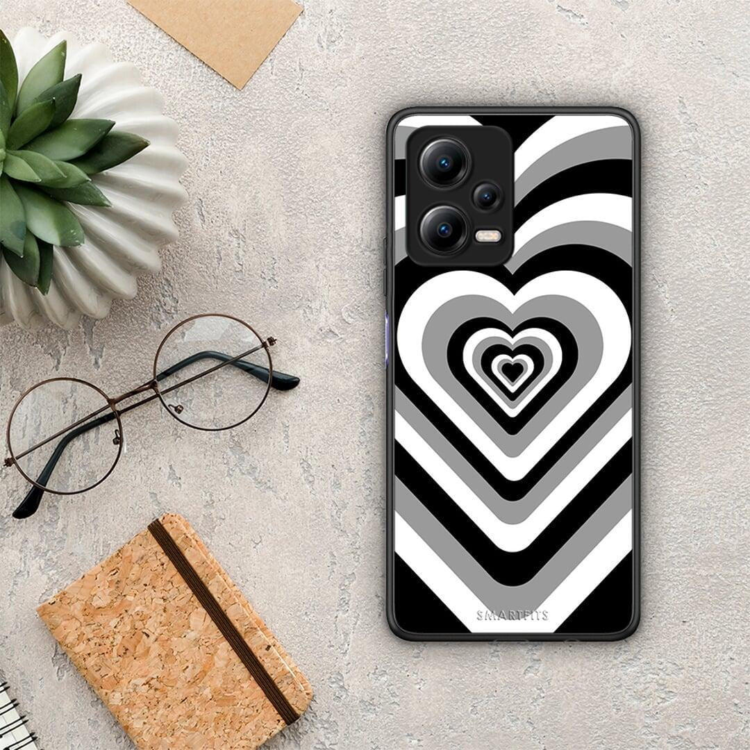 Θήκη Xiaomi Redmi Note 12 5G Black Hearts από τη Smartfits με σχέδιο στο πίσω μέρος και μαύρο περίβλημα | Xiaomi Redmi Note 12 5G Black Hearts Case with Colorful Back and Black Bezels