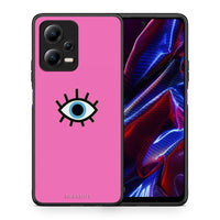 Thumbnail for Θήκη Xiaomi Redmi Note 12 5G Blue Eye Pink από τη Smartfits με σχέδιο στο πίσω μέρος και μαύρο περίβλημα | Xiaomi Redmi Note 12 5G Blue Eye Pink Case with Colorful Back and Black Bezels