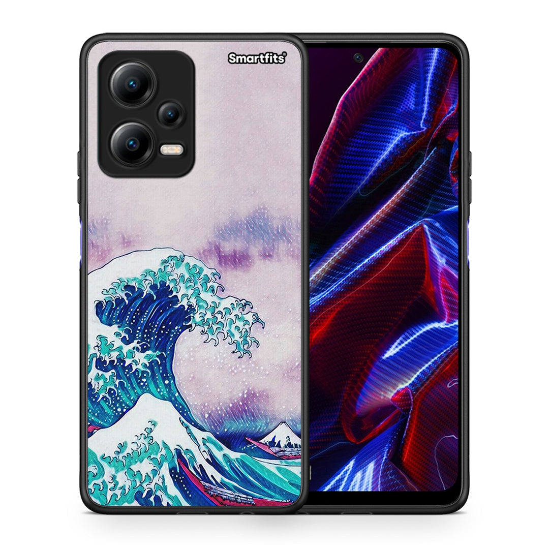 Θήκη Xiaomi Redmi Note 12 5G Blue Waves από τη Smartfits με σχέδιο στο πίσω μέρος και μαύρο περίβλημα | Xiaomi Redmi Note 12 5G Blue Waves Case with Colorful Back and Black Bezels