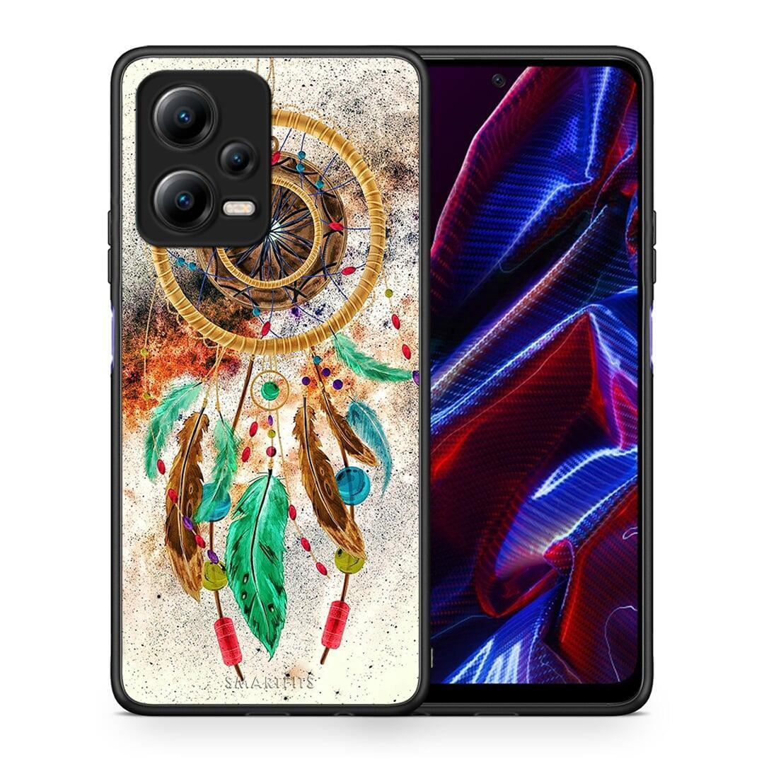 Θήκη Xiaomi Redmi Note 12 5G Boho DreamCatcher από τη Smartfits με σχέδιο στο πίσω μέρος και μαύρο περίβλημα | Xiaomi Redmi Note 12 5G Boho DreamCatcher Case with Colorful Back and Black Bezels