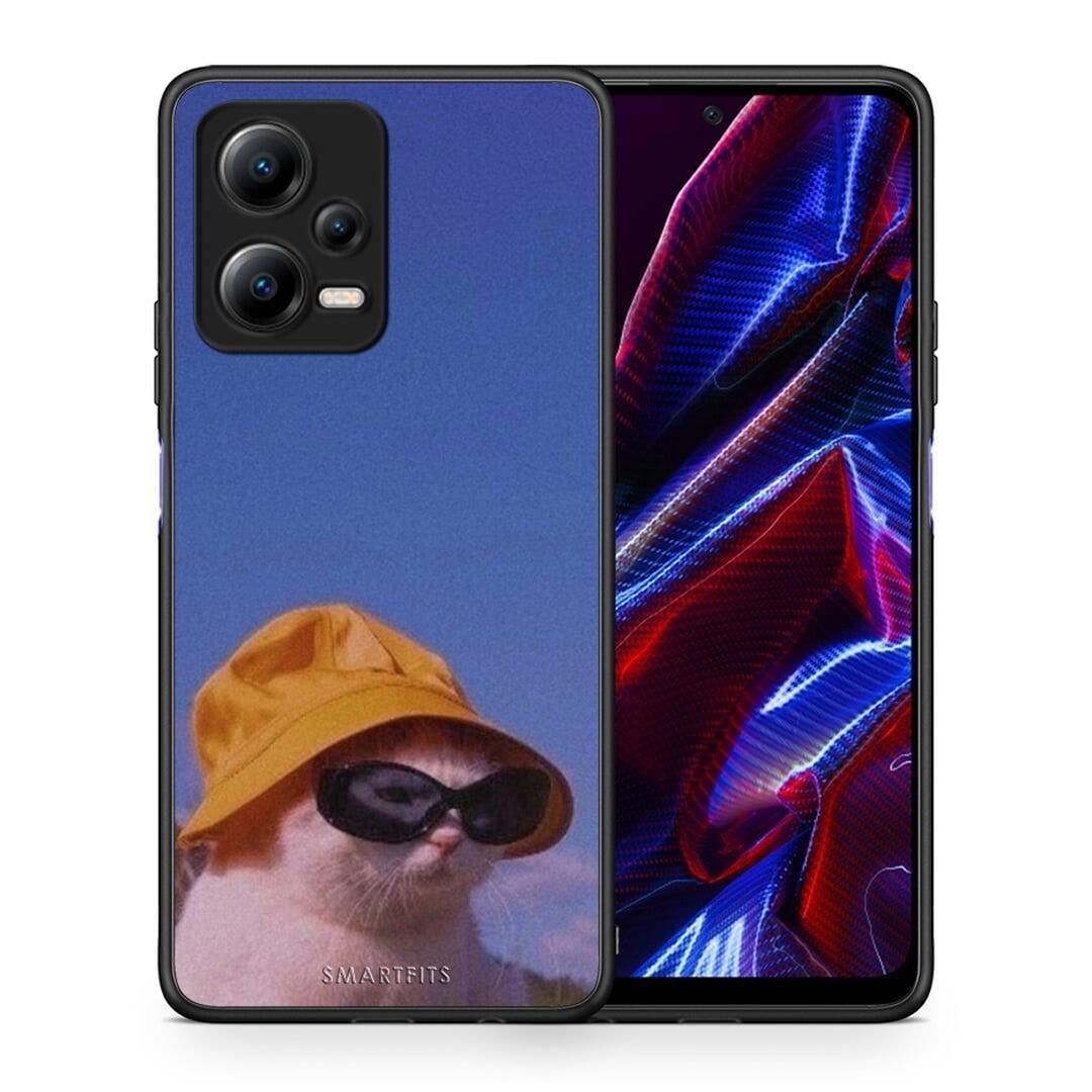 Θήκη Xiaomi Redmi Note 12 5G Cat Diva από τη Smartfits με σχέδιο στο πίσω μέρος και μαύρο περίβλημα | Xiaomi Redmi Note 12 5G Cat Diva Case with Colorful Back and Black Bezels