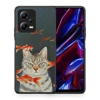 Thumbnail for Θήκη Xiaomi Redmi Note 12 5G Cat Goldfish από τη Smartfits με σχέδιο στο πίσω μέρος και μαύρο περίβλημα | Xiaomi Redmi Note 12 5G Cat Goldfish Case with Colorful Back and Black Bezels