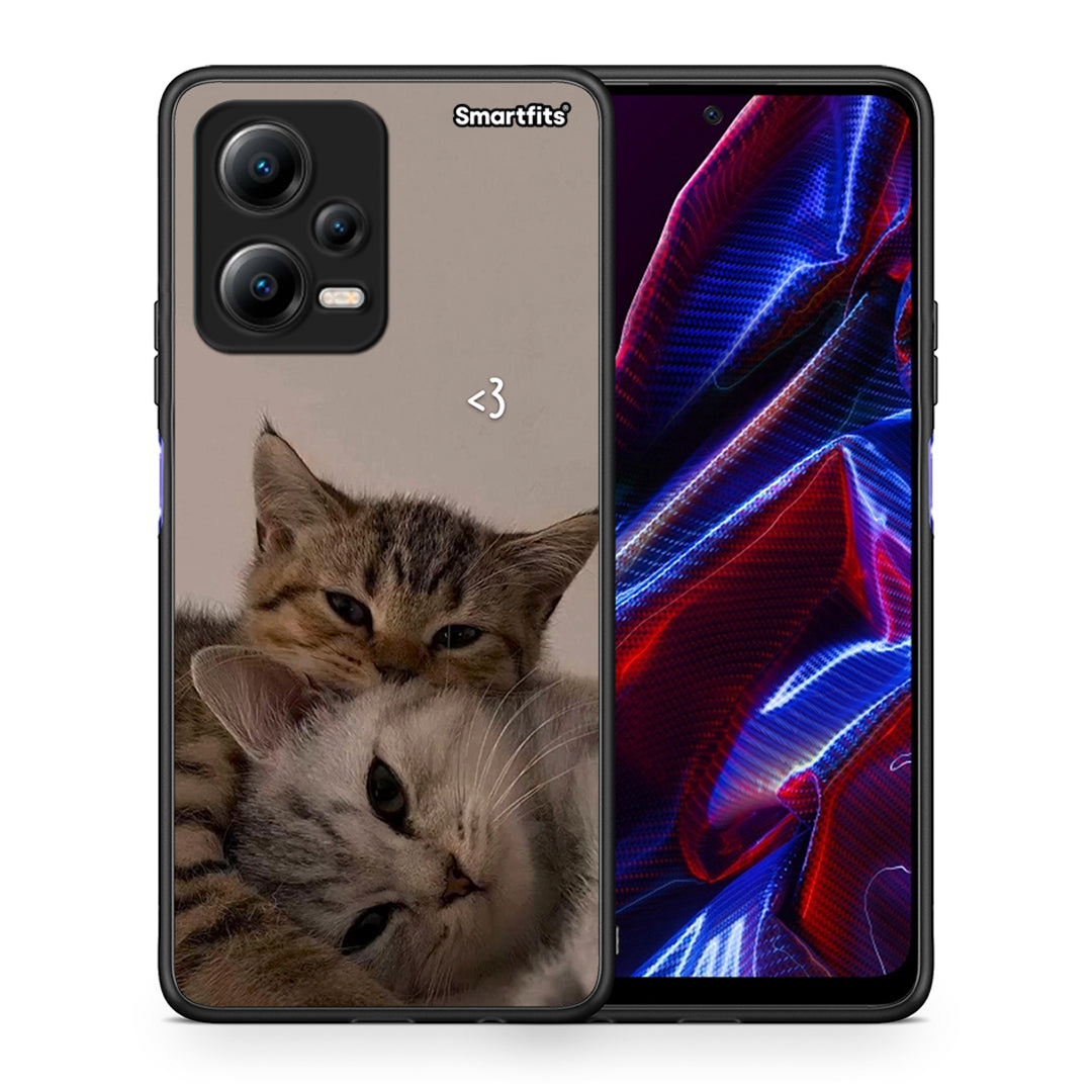 Θήκη Xiaomi Redmi Note 12 5G Cats In Love από τη Smartfits με σχέδιο στο πίσω μέρος και μαύρο περίβλημα | Xiaomi Redmi Note 12 5G Cats In Love Case with Colorful Back and Black Bezels