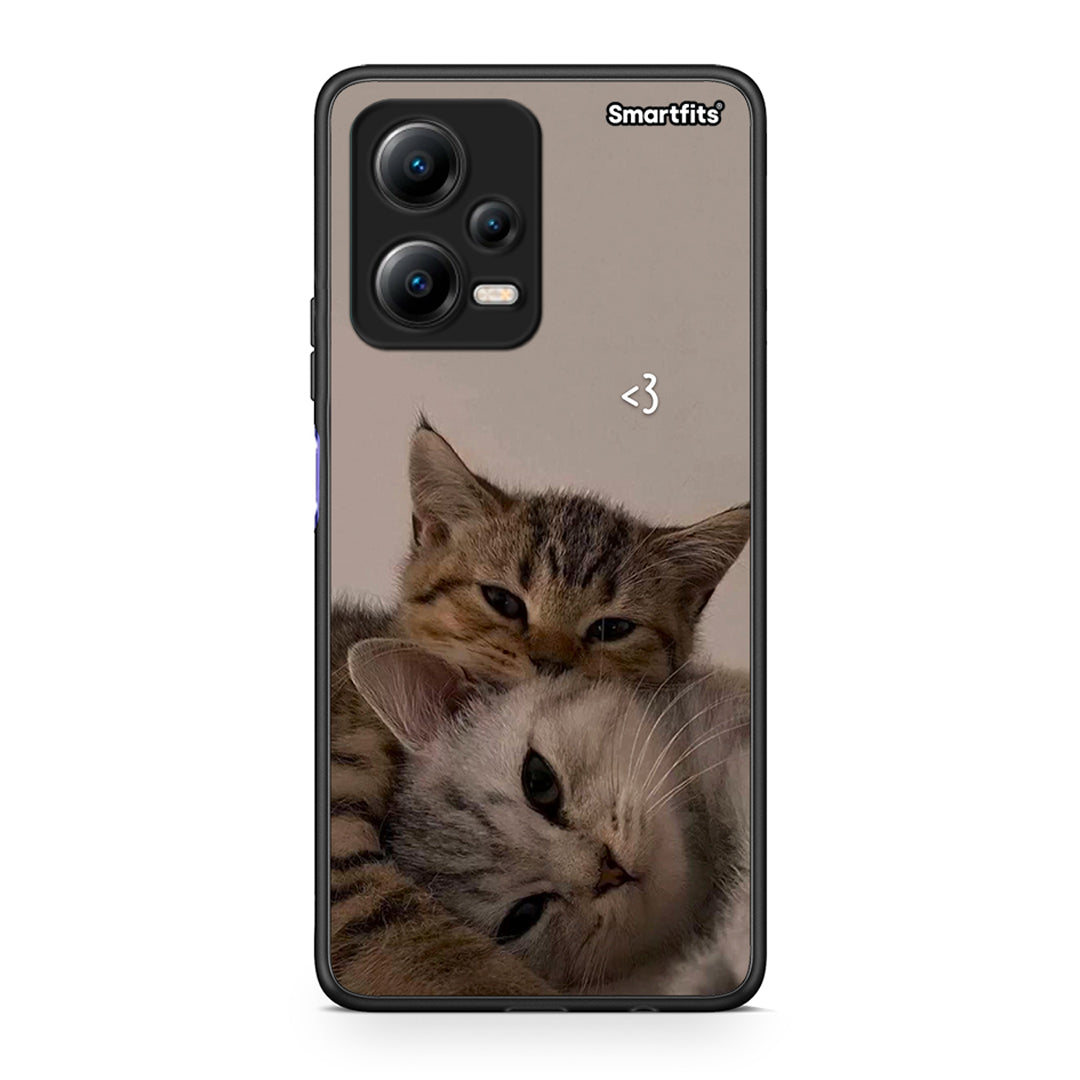 Θήκη Xiaomi Redmi Note 12 5G Cats In Love από τη Smartfits με σχέδιο στο πίσω μέρος και μαύρο περίβλημα | Xiaomi Redmi Note 12 5G Cats In Love Case with Colorful Back and Black Bezels