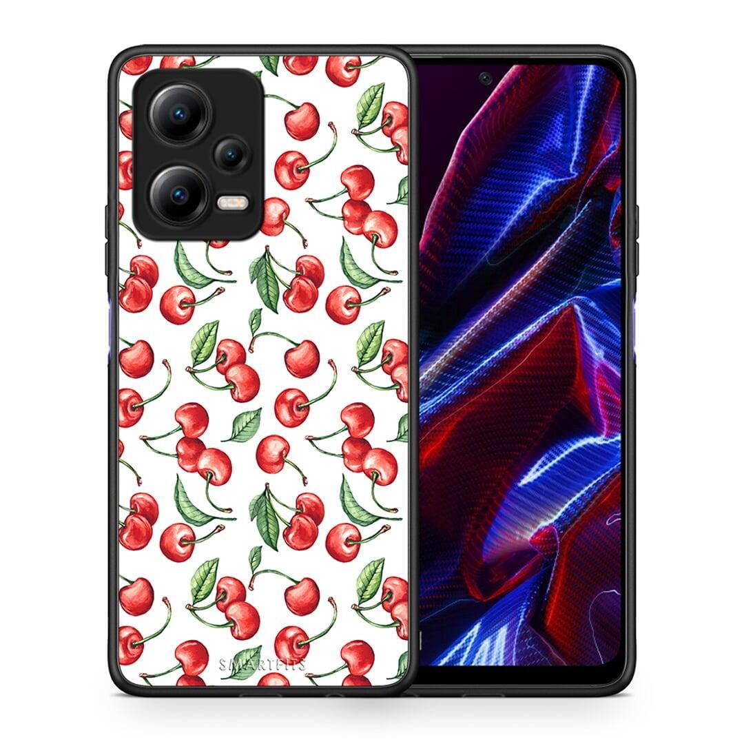 Θήκη Xiaomi Redmi Note 12 5G Cherry Summer από τη Smartfits με σχέδιο στο πίσω μέρος και μαύρο περίβλημα | Xiaomi Redmi Note 12 5G Cherry Summer Case with Colorful Back and Black Bezels