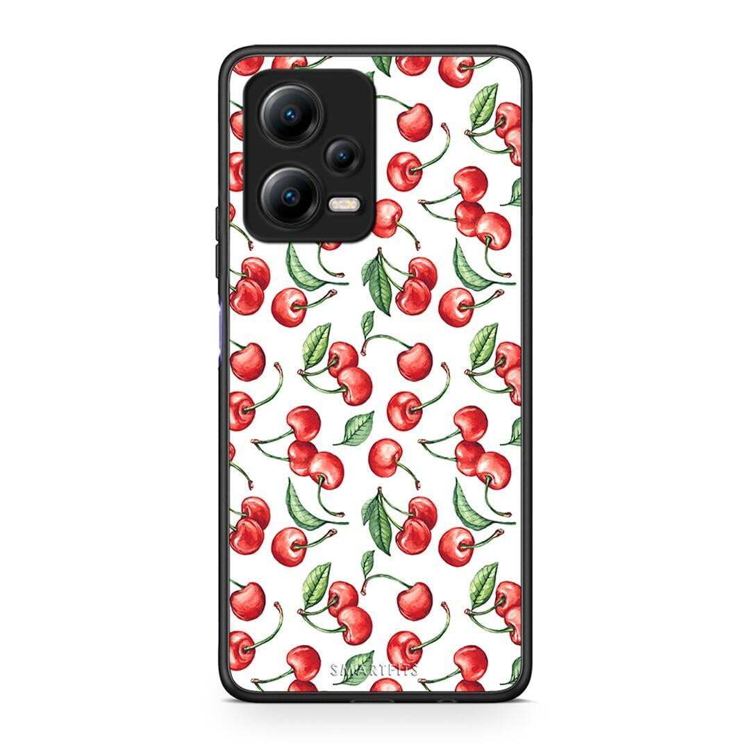 Θήκη Xiaomi Redmi Note 12 5G Cherry Summer από τη Smartfits με σχέδιο στο πίσω μέρος και μαύρο περίβλημα | Xiaomi Redmi Note 12 5G Cherry Summer Case with Colorful Back and Black Bezels