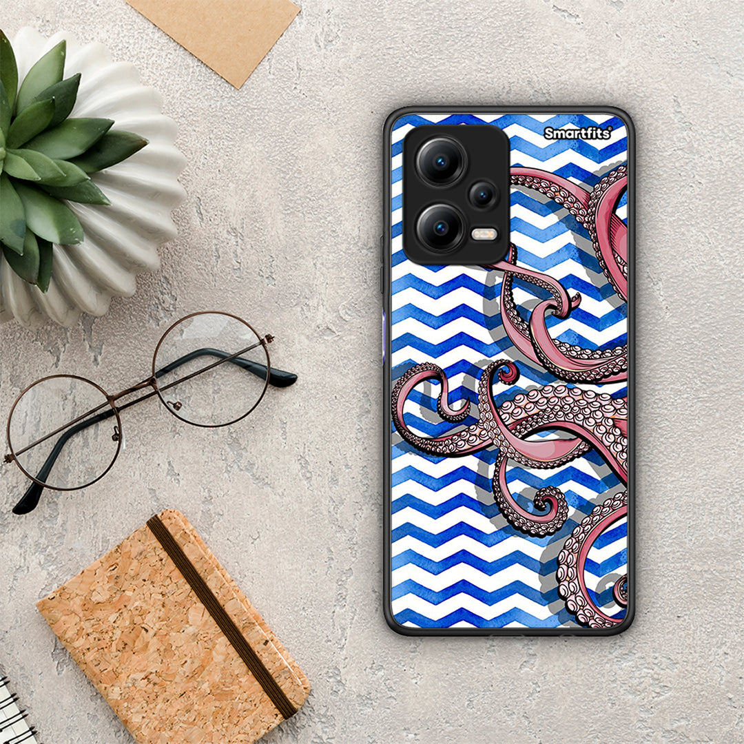 Θήκη Xiaomi Redmi Note 12 5G Chevron Devilfish από τη Smartfits με σχέδιο στο πίσω μέρος και μαύρο περίβλημα | Xiaomi Redmi Note 12 5G Chevron Devilfish Case with Colorful Back and Black Bezels