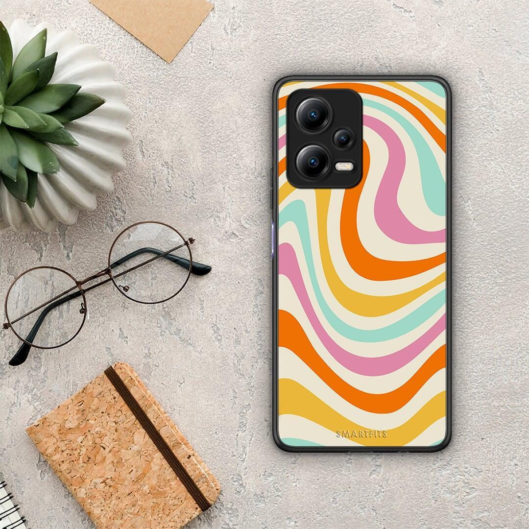 Θήκη Xiaomi Redmi Note 12 5G Colourful Waves από τη Smartfits με σχέδιο στο πίσω μέρος και μαύρο περίβλημα | Xiaomi Redmi Note 12 5G Colourful Waves Case with Colorful Back and Black Bezels