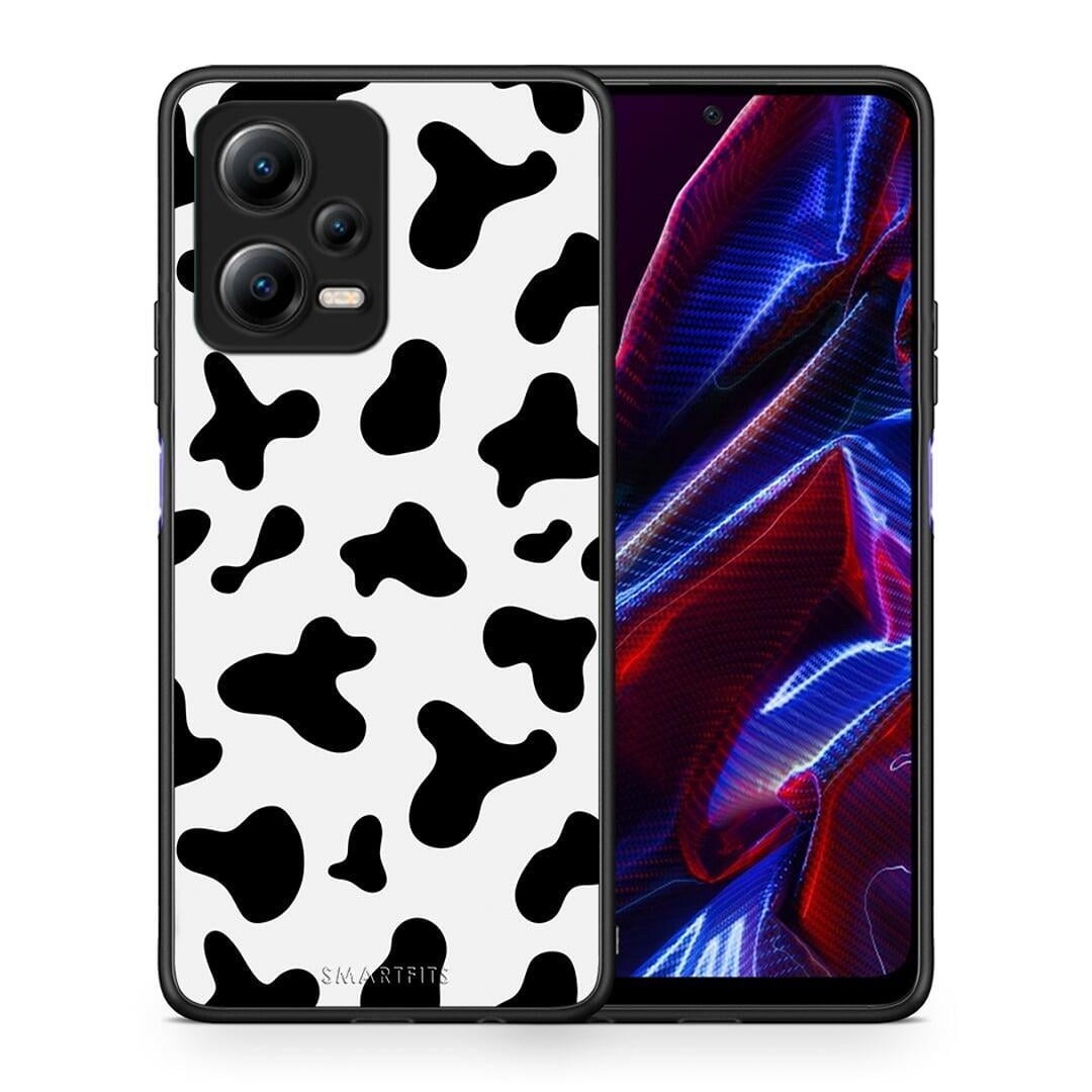 Θήκη Xiaomi Redmi Note 12 5G Cow Print από τη Smartfits με σχέδιο στο πίσω μέρος και μαύρο περίβλημα | Xiaomi Redmi Note 12 5G Cow Print Case with Colorful Back and Black Bezels