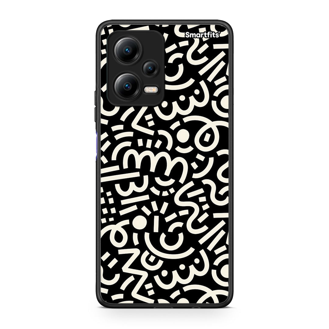 Θήκη Xiaomi Redmi Note 12 5G Doodle Art από τη Smartfits με σχέδιο στο πίσω μέρος και μαύρο περίβλημα | Xiaomi Redmi Note 12 5G Doodle Art Case with Colorful Back and Black Bezels