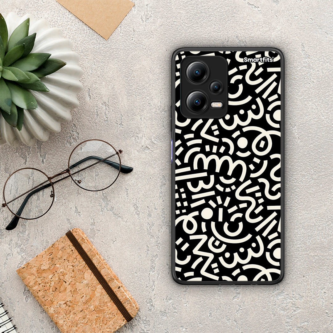 Θήκη Xiaomi Redmi Note 12 5G Doodle Art από τη Smartfits με σχέδιο στο πίσω μέρος και μαύρο περίβλημα | Xiaomi Redmi Note 12 5G Doodle Art Case with Colorful Back and Black Bezels