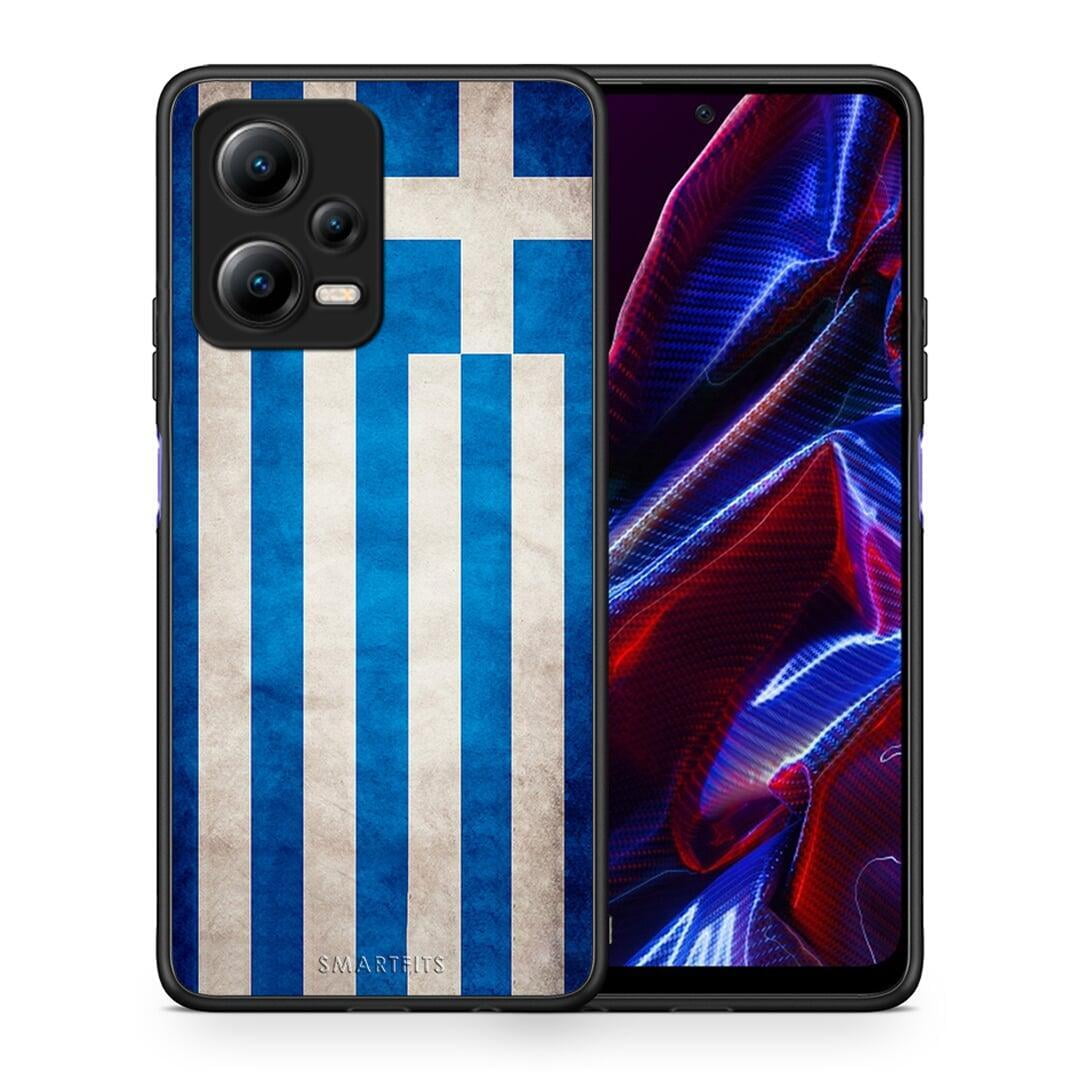 Θήκη Xiaomi Redmi Note 12 5G Flag Greek από τη Smartfits με σχέδιο στο πίσω μέρος και μαύρο περίβλημα | Xiaomi Redmi Note 12 5G Flag Greek Case with Colorful Back and Black Bezels