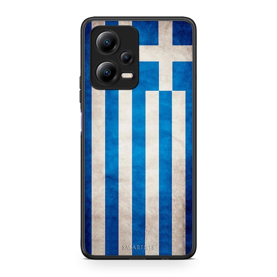 Θήκη Xiaomi Redmi Note 12 5G Flag Greek από τη Smartfits με σχέδιο στο πίσω μέρος και μαύρο περίβλημα | Xiaomi Redmi Note 12 5G Flag Greek Case with Colorful Back and Black Bezels